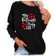 thumbnail image 2 of Qiopertar Valentine's Day Imprimé pour Femmes Mode Décontractée Col Rond Manches Longues Pull Chandail en Molleton Haut Chemisier Liquidation Livraison Gratuite à Moins de 5$ jusqu'à 90 % de Réduction, 2 of 5