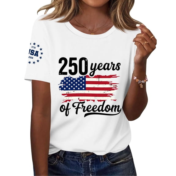 Women's 250 Anniversary Usa Shirt 250th Anniversary Shirt Short Sleeve Patriotic 4th Of July T-Shirt