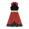 thumbnail image 5 of Yhong Women Prasie Dance Tunics Sleeveless Asymmetrical Hem Leotard Dresses Lyrical Ballroom Red&Black M, 5 of 5