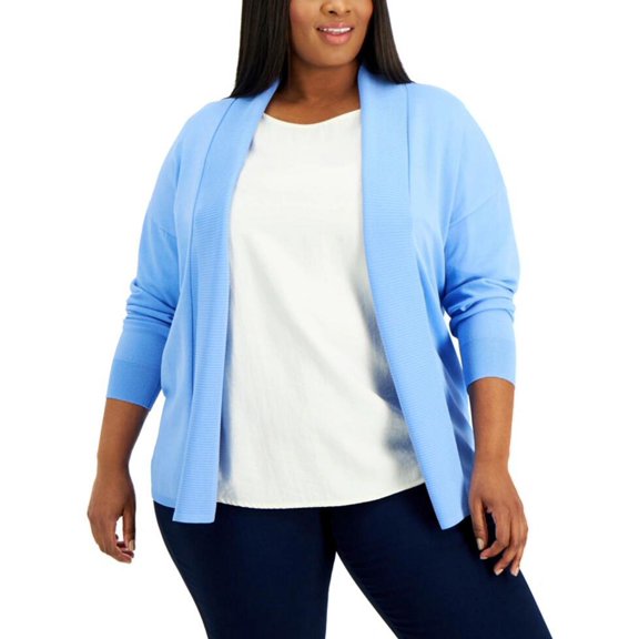 Alfani Plus Size Open Front Cardigan Perf Periwinkle 3X