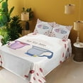 thumbnail image 2 of Ambesonne Emoji Fitted & Top Sheet Set with Shams, Tea Party in Romantic Vibes, White and Pale Mauve, 2 of 5
