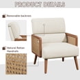 thumbnail image 4 of Andeworld Fabric Upholstered Living Room chairs,Mid-century Armchairs with Rattan Armrests,Single Modern Accent Chairs for Living Room,bedroom(Beige), 4 of 7