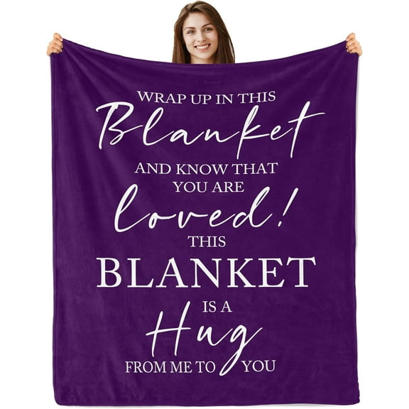 Get Well Gifts for Women After Surgery, Thinking of You Gifts for Women, Feel Better Gifts for Women, Inspirational Encouragement Healing Gifts for Women, Purple Hug Blanket 60"X50"