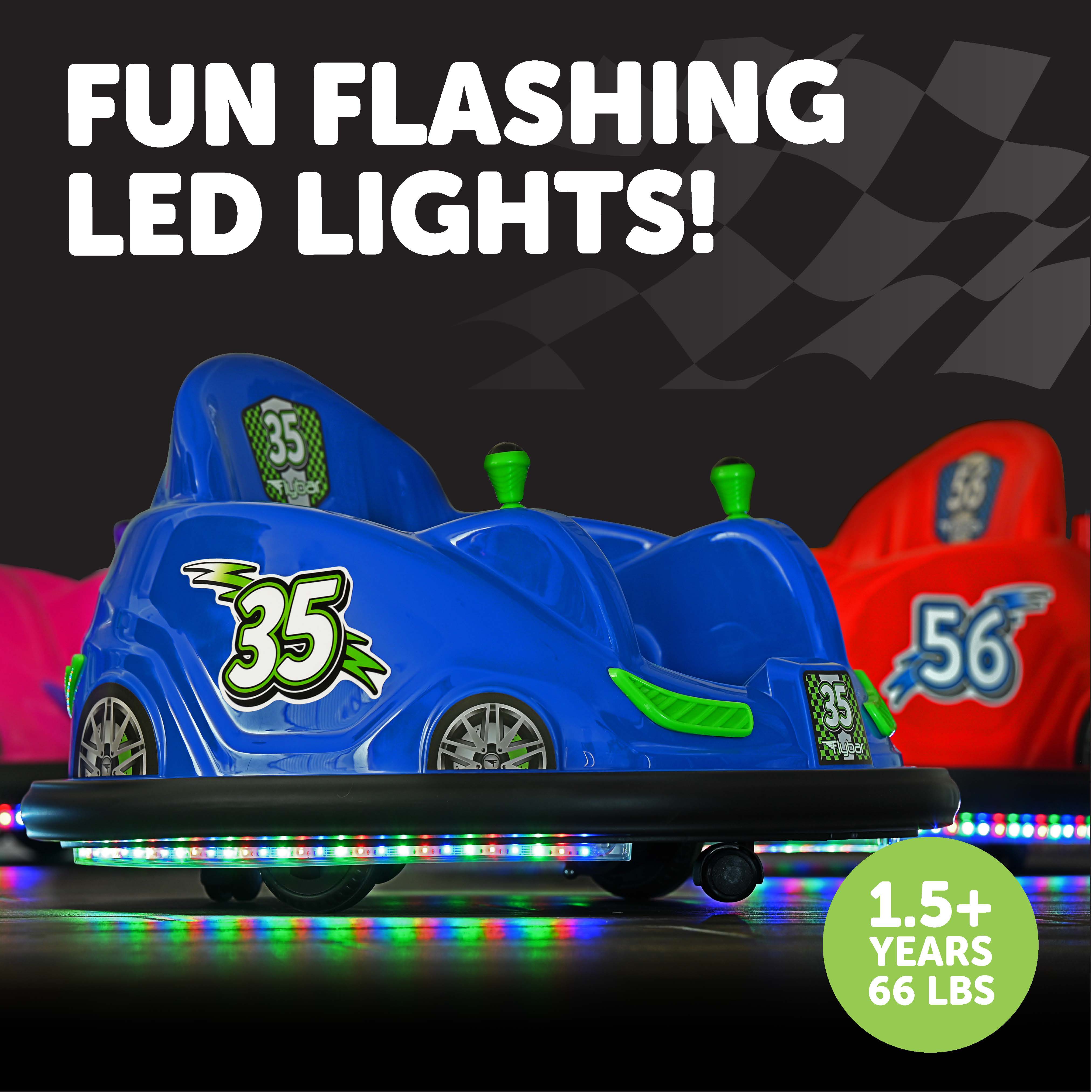 Flybar 6 Volts Bumper Car, Battery Powered Ride on, Fun LED Lights, Includes Charger, Blue - image 5 of 10