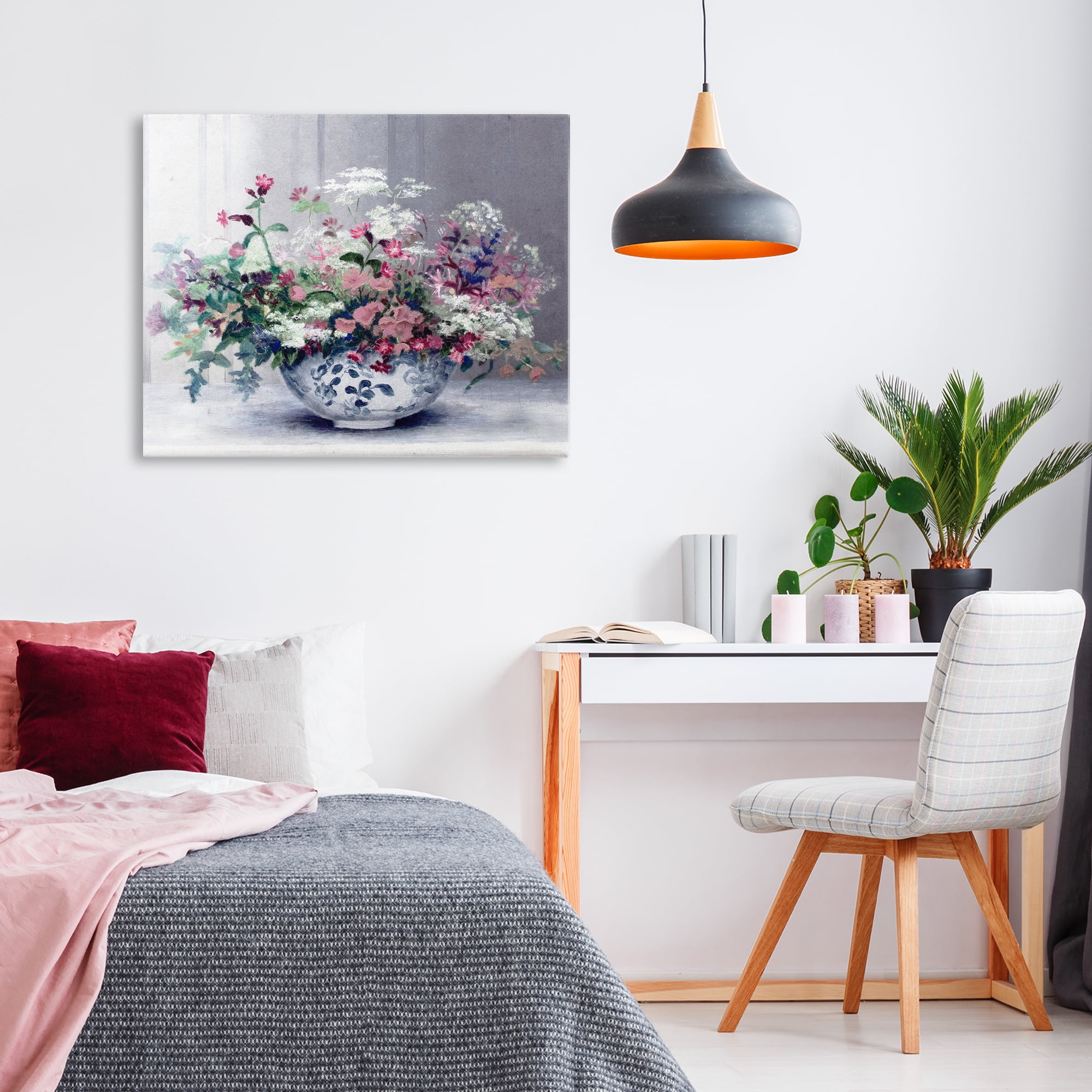 Painterly Elegant Blooms Vase Canvas Wall Art, design by Lettered and Lined