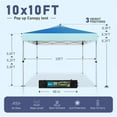thumbnail image 4 of Summit Living 10 x 10ft Pop up Canopy Tent Straight Legs Instant Canopy for Outside with Wheeled Bag - Dark & Light Blue, 4 of 8