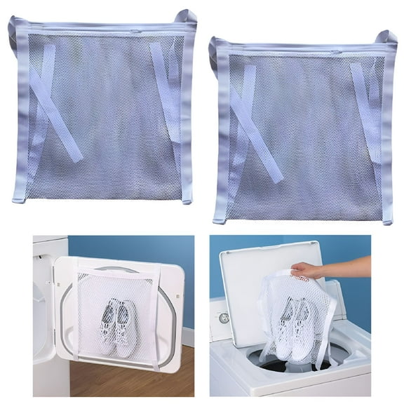 LAMIRO 2X Laundry Mesh Sneaker Shoe Wash And Dry Bag White,Over The Door Washer-Dryer