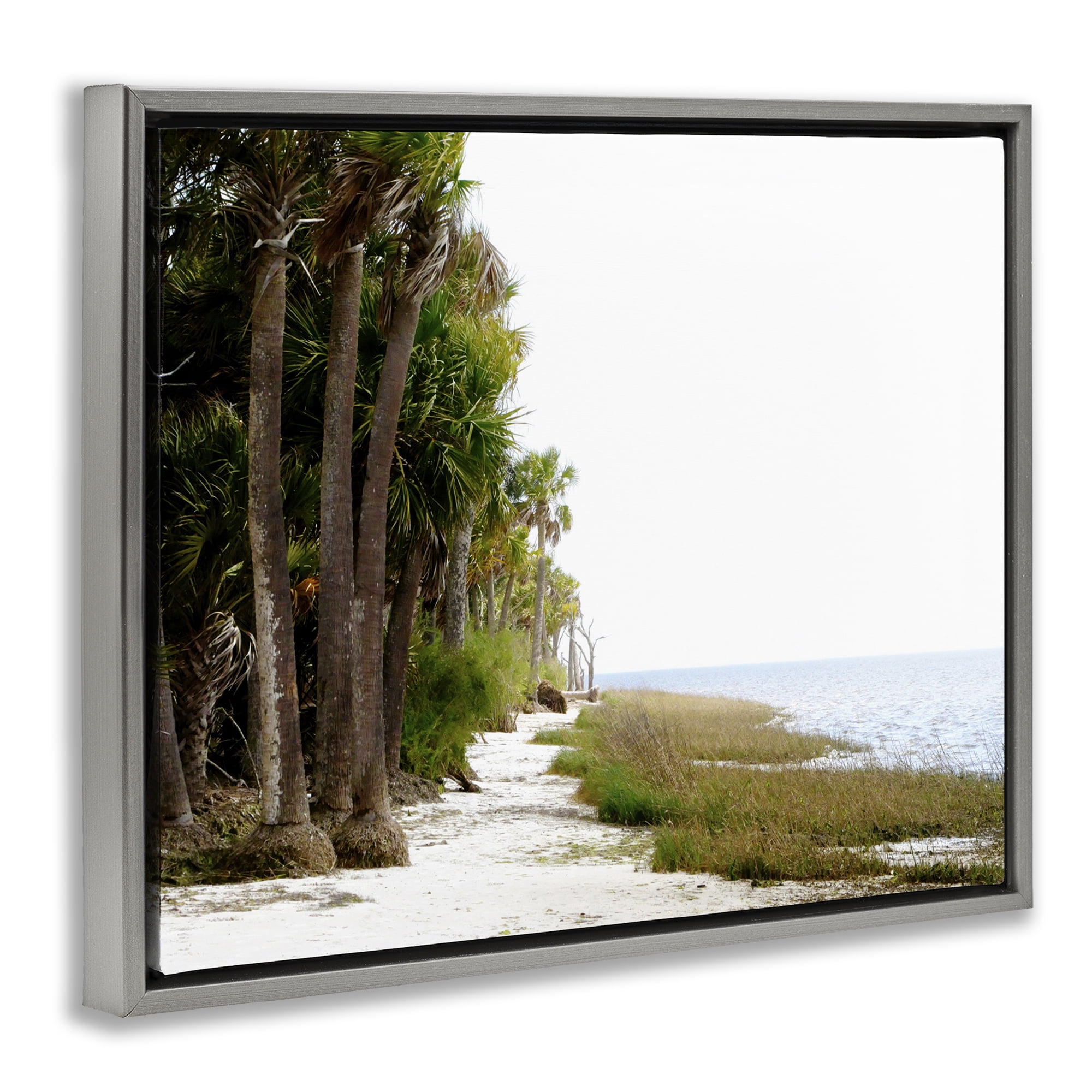 Stupell Industries Palm Beach Path Landscape Photography Gray Floater Framed Canvas Art Print Wall Art, 31 x 25