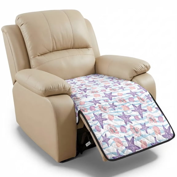 ZIATUBLES Starfish Shell Print Recliner Chair Slipcover, Anti-Slip Washable Furniture Protector for Reclining Couch Seat Cushion, Pet Dog Cat Friendly Living Room Decor Accessory