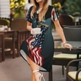 thumbnail image 3 of Fotbe Robe Motif Drapeau Américain Décontractée Mode Femme Manches Courtes Robe Maxi Robe T-Shirt Rayée Longue à Blocs de Couleur, 3 of 6