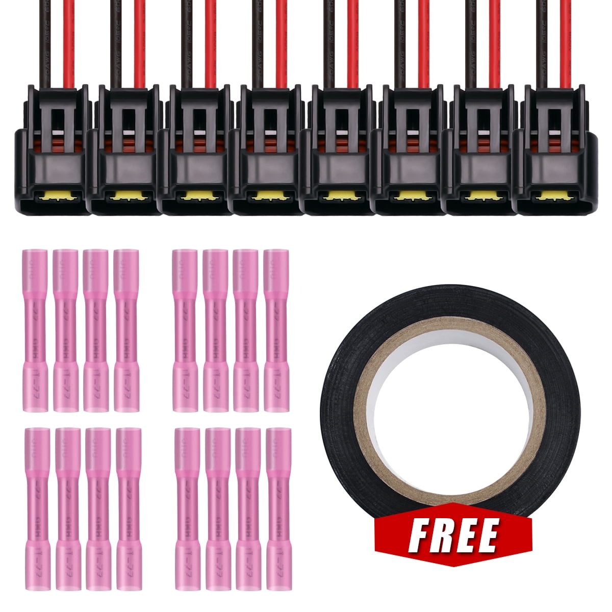 8 Pack Ignition Coils & Pigtail Wiring Harness Fits Ford F150 Explorer 5.4L Replaces DG508 1L2U-12029-AA & Heat Shrink Butt Connectors