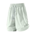 thumbnail image 4 of Levmjia Womens Sports Shorts High Rise Drawstring Elastic Waist Soft Stretch Solid Color Side Pockets Summer Running Hiking Gym Workout Yoga Daily Casual Outdoor Wear Fashion, 4 of 6