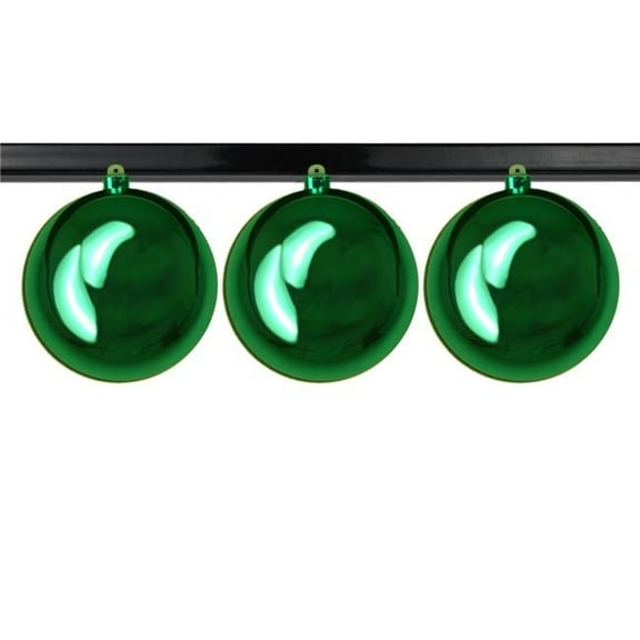 Queens of Christmas ORN-BLKS-140-GR-3PK 5.5 in. Shiny Ball Ornament with Wire & UV Coating, Green - Pack of 3