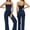 Dark Blue, variant on PISONIC Womens Workout Sets Two Piece Spaghetti Straps Crop Top Matching Straight Leg Pants Gym Work Pilates Outfits