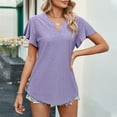 thumbnail image 2 of ZyeKqe Summer Tunic Tops for Women Eyelet Ruffle Sleeve T Shirts Fashion Notch V Neck Casual Tee Tops, 2 of 9
