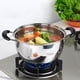 thumbnail image 3 of Cacerola De Acero Inoxidable De 24 Cm Con Asas Dobles, Sartén Culinaria Brillante, Cocina, Restaurante, Olla, Accesorios Con Tapa De Vidrio Templado Methold HA025315-01, 3 of 6