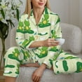 thumbnail image 6 of Rateoe Cute Frog1 Pattern Womens Pajamas Set Long Sleeve Sleepwear Button Down Nightwear Soft Cotton Pj Lounge Sets-X-Large, 6 of 7
