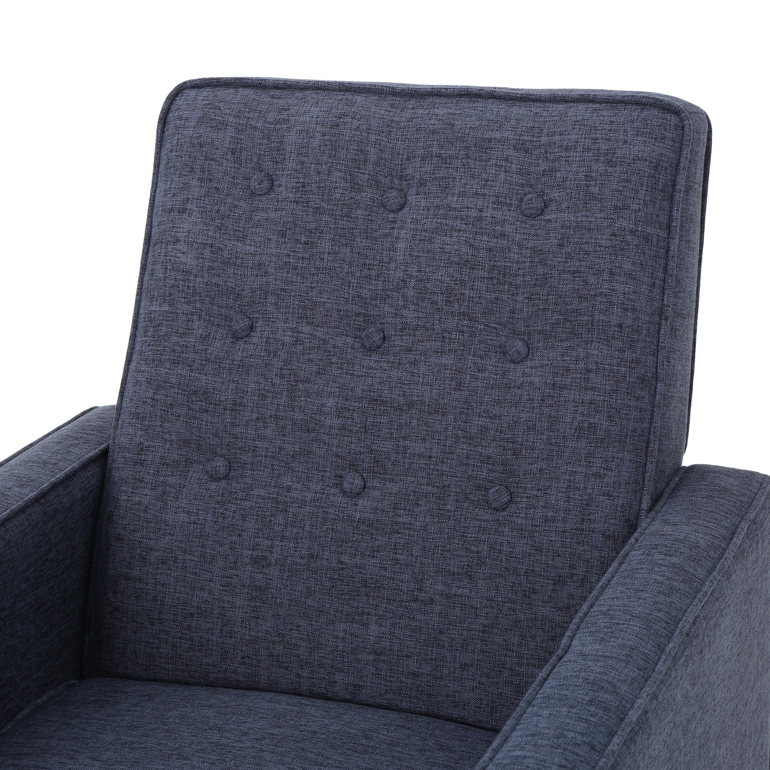 Noble House Marrin Standard Dark Blue Fabric Button Tufted Recliner