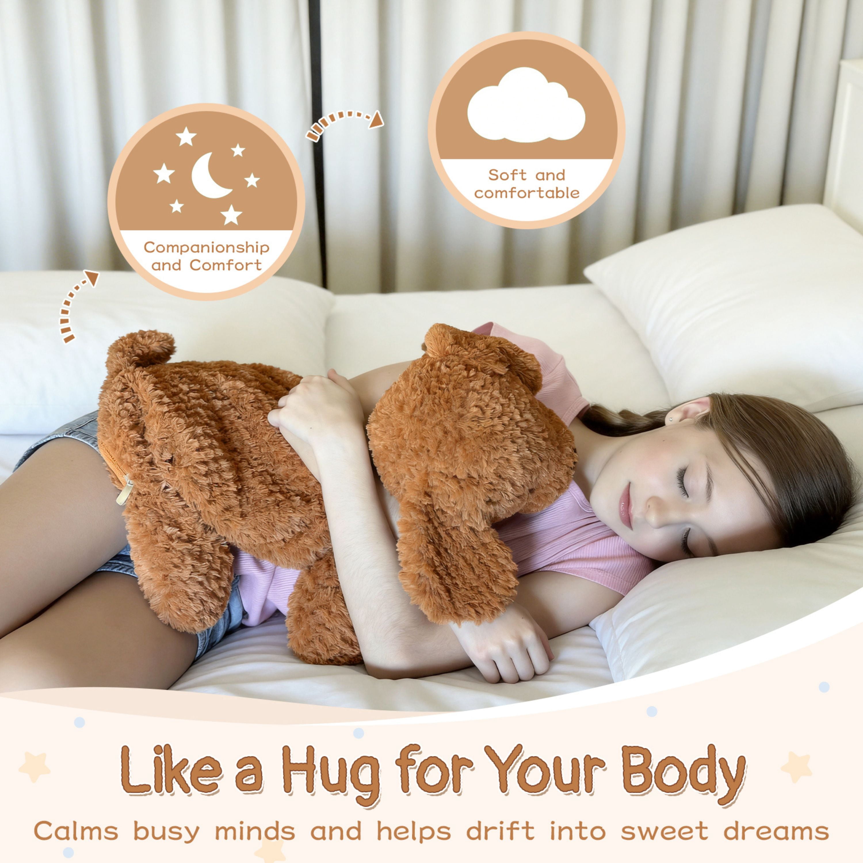 Tezituor 22'' Weighted Dog Stuffed Animal Dog Security Blanket Puppy Lovey Toy