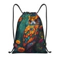 thumbnail image 1 of Saiise Colorful Owl Forest Pattern Sports Drawstring Backpack - String Swim Gym Bag with Wet Proof Pocket for Women&Men-Medium, 1 of 6