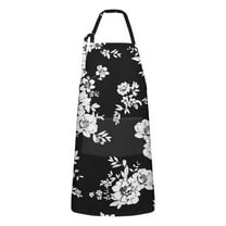 Pioneer Flower Floral Print Pattern Apron-Garden Aprons for Women with Pockets-Cotton Linen Waterproof Kitchen Cooking Gardening Aprons Adjustable for Kitchen,Cooking,BBQ and Salon 33x27 Inch