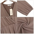 thumbnail image 6 of Furvclv Women Long Puff Sleeve Mini Dress Deep V Neck Solid A-Line Party Casual Dress, 6 of 9
