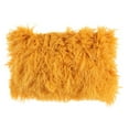 thumbnail image 1 of Yellow Mongolian Lamb Fur Lumbar With Polyester Insert Pillow, 1 of 1
