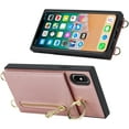 thumbnail image 4 of Crossbody Phone Cases for iPhone Xs Max with Strap,iPhone Xs Max Case with Card Holder for Women,[360° Rotatable Ring Holder] Leather PU Magnetic Clasp Wallet Case with Kickstand,6.5 Inch Pink, 4 of 16