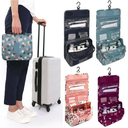 Travel Toiletry Wash Cosmetic Bag Makeup Storage Case Hanging Organizer Bag,Wine Red