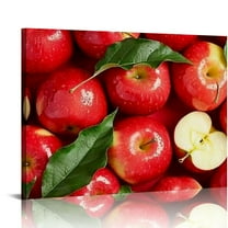 Fenyluxe  Red Apple Picture Wall Art - Fresh Fruits Painting Print on Canvas, Framed Food Poster Artwork for Home Kitchen Dining Room Decor 16x12in