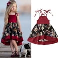 thumbnail image 3 of Robe à Bretelles pour Bébé Fille Robe de Fête Princesse Fleurs Robe d'Été Ensemble Rouge, 3 of 3