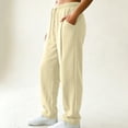 thumbnail image 6 of Edvintorg Sweat Pants for Womens Plus Size Elastic Waisted Wide Leg Sweatpant Loose Casual Drawstring Jogger with Pocket Trendy Womens Clothes S-3XL Beige, 6 of 6