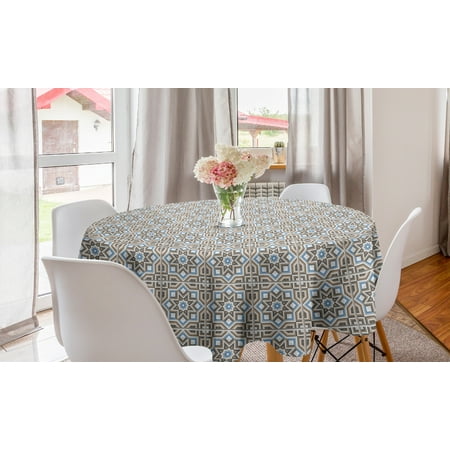 

Abstract Round Tablecloth Demonstration of Continued Star Motifs Art Deco Inspired Elements Print Circle Table Cloth Cover for Dining Room Kitchen Decor 60 Taupe and Pale Blue by Ambesonne