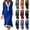Style1-Blue dresses for women, variant on Mceream Spring Dresses for Women Plus Size Long Sleeve Button V Neck Dresses Color Block Slim Fitted Flared A-Line Party Cocktail Dress Ashion Outfits Black L