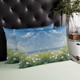 thumbnail image 4 of Spring Floral Throw Pillow Cover 20 x 36 Inch Decorative Pillow Cover White Green Flowers Modern Oil Painting Art Lumbar Pillowcase Seasonal Rectangle Cushion Case for Couch Sofa Bed Living Room, 4 of 7