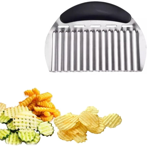 Crinkle Cutter for Veggies Potatoes, Stainless Steel Wave Knife, Kitchen Crinkle Cutter Knife Chipper Salad Chopping Cucumber Carrot Fruit Vegetable