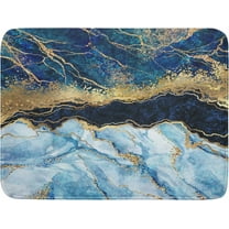 Navy Blue Dish Drying Mat 18 x 24 inch, Large Blue Gold Marble Drying Mats High Absorbent Reversible Drying Pad Microfiber Dish Drainer Mats for Kitchen Counter Coffee Bar Decor