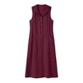 thumbnail image 7 of QUNYINEY A Line Summer Dresses for Women 2026 Plus Size Long Sleeveless Faux Cotton Linen Red Sundress Hooded with Pockets Casual Button Loose Fit Dresses, 7 of 7
