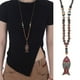 thumbnail image 2 of Collar bohemio con colgante, collar de cuentas, collar con colgante, collares largos de madera y colgantes, 2 of 6