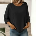 thumbnail image 2 of AINIYS Women's Crew Neck Dolman Sleeve Pocketed Blouse Casual Basic Layering Daily Wear Tops Black XL, 2 of 6