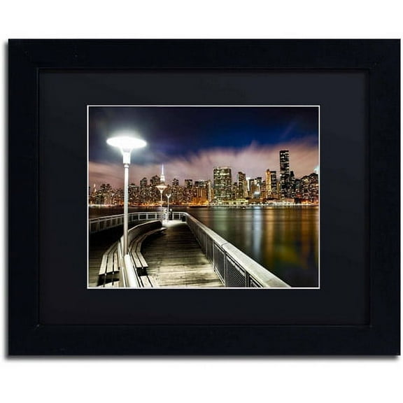 Trademark Fine Art "Gantry Plaza - NYC" Canvas Art by David Ayash, Black Matte, Black Frame