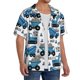 thumbnail image 2 of Balery Blue Excavator Camisa Casual de Manga Corta con Botones para Hombre, Texturizada, Estilo Cubano, para Playa, Verano-Large, 2 of 5