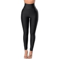 thumbnail image 1 of Women's Black High Rise Tight Leggings with Waist Cincher, 1 of 4