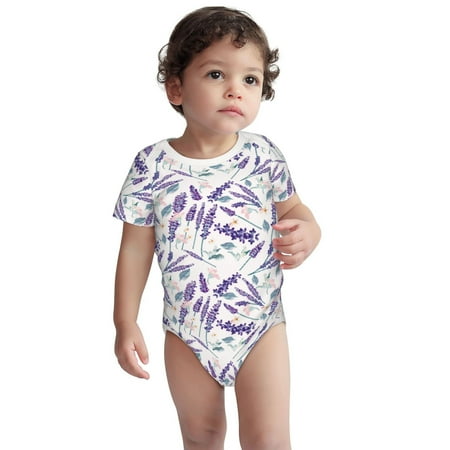 

Fotbe Lavender Flowers Pattern Unisex-baby Short-sleeve Bodysuit Short Sleeve Bodysuits One-piece 100% Organic Cotton for Infant Baby Boys Unisex-12 Months