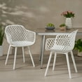 thumbnail image 2 of Noble House Poppy Plastic Patio Dining Arm Chair in White (Set of 2), 2 of 8