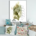 thumbnail image 2 of Designart 'Line Art Monstera Branch Tropical Abstract Leaves on Green' Traditional Framed Canvas Wall Art Print, 2 of 5