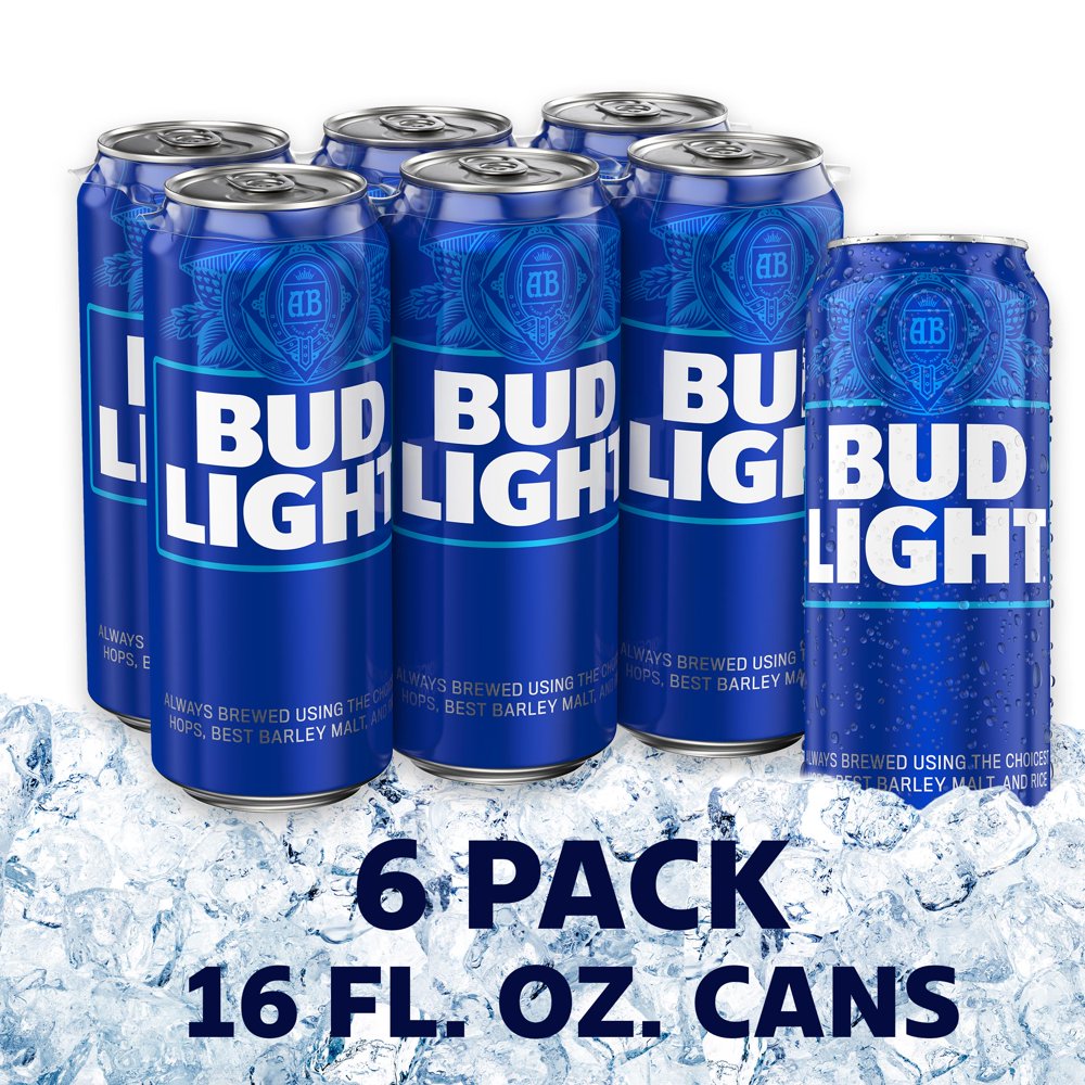 Bud Light Beer, 6 Pack Beer, 16 FL OZ Cans