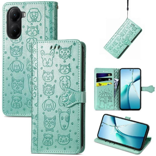 Flip Case for FOXDOCK Xiaomi Poco X7 Pro ,Catand Dog Embossed PU Leather Flip Cover with Card Slots,Stand