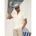 thumbnail image 3 of sogami Men's Linen Shirts Short Sleeve Hawaiian Button down Shirt with Pocket, 3 of 10