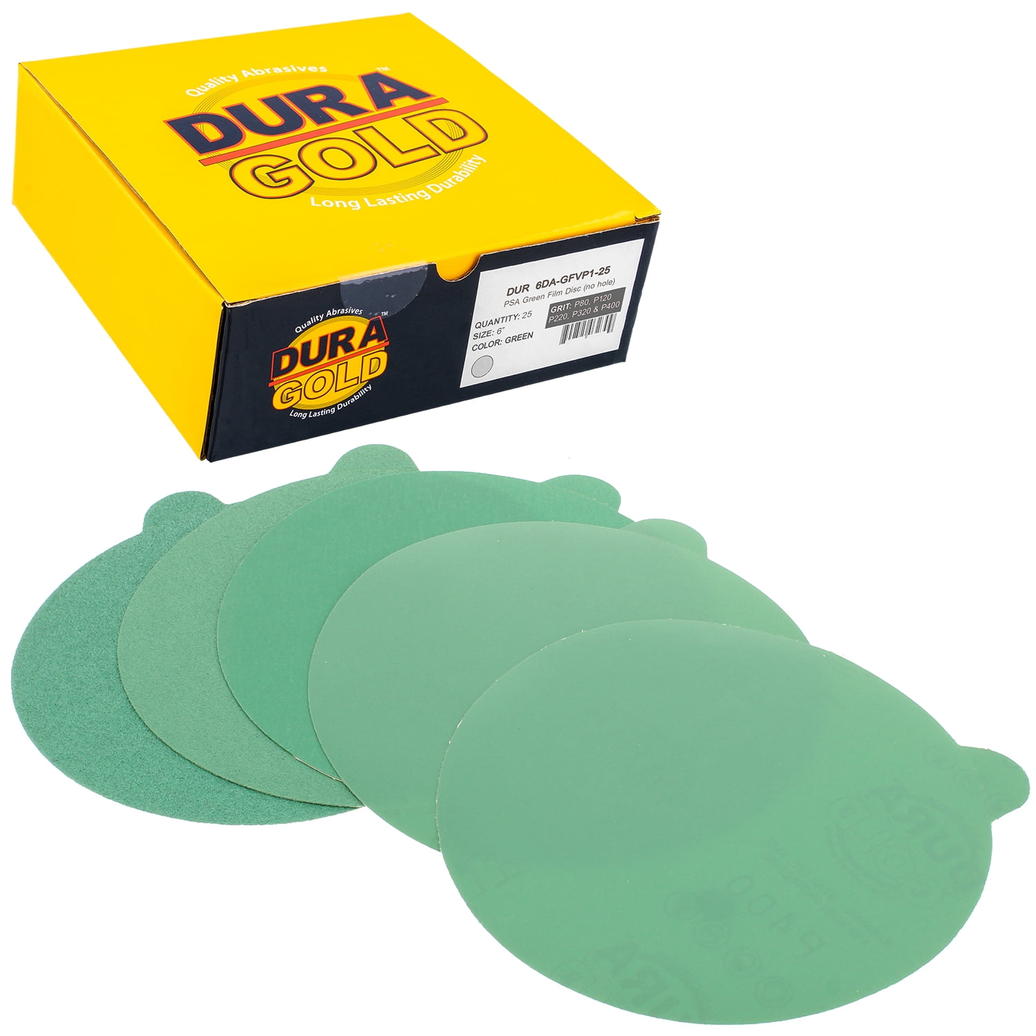 Variety Pack 6" Green Film PSA Self Adhesive Stickyback Sanding Discs 5